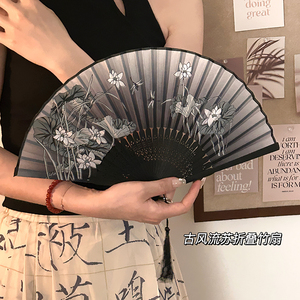 古风折叠小扇子新中式中国风汉服马面裙舞蹈装饰折扇竹扇拍照道具