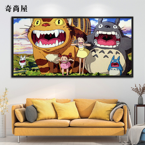 卡通动漫壁纸儿童房墙纸自粘背景墙壁画宫崎骏壁画龙猫贴画3d贴纸