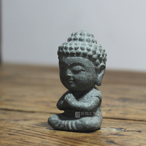 小石佛青石茶宠摆件观音菩萨可爱沙弥佛像清供石茶摆盖置创意礼品