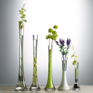 北欧透明细长小口玻璃花瓶现代简约家居客厅餐桌落地水培器皿摆件