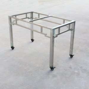 定做不锈钢八仙桌脚仿古中式餐桌支架可移动式茶桌腿带轮工作桌架