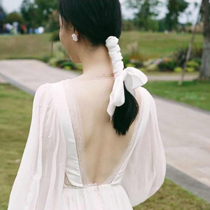 唯美法式超仙白色发带仙女飘带发饰古装汉服配饰新娘造型婚纱头饰