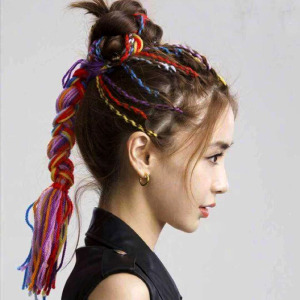 杨颖baby同款a到爆的彩绳小脏辫发饰彩发绳编发头饰网红发带头绳