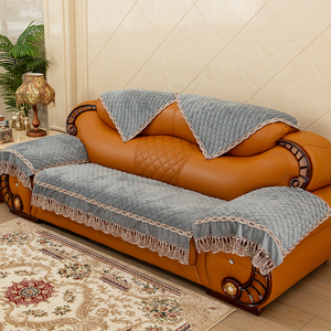 欧式毛绒皮沙发垫老式沙发坐垫真皮沙发防滑专用沙发垫皮沙发套罩