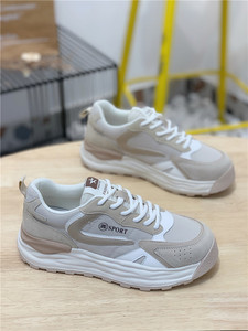 漫步佳人真皮杏色老爹鞋女运动厚底女鞋新款2022春季爆款阿甘鞋复