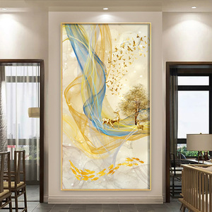 玄关装饰画壁画寓意好的现代简约轻奢晶瓷画走廊过道竖版挂画44人付款