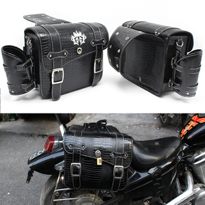 复古摩托机车边包v16龙嘉v途 奔达250改装鳄鱼纹挂包侧边马鞍挎包