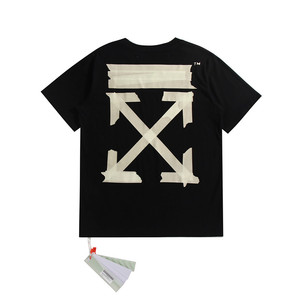 过验版off white烫金箭头胶带贴布棉质圆领t恤男宽松ow情侣短袖女