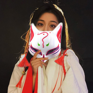 神明少女狐狸半脸发光面具 阴阳师动漫led万圣节狐妖摄影cos道具
