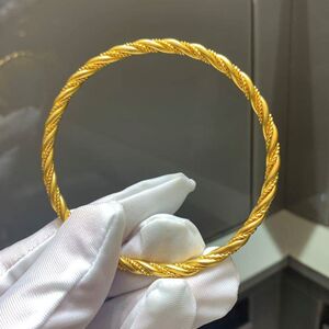 水贝珠宝定制 古法黄金 足金999乾坤圈金镯子 麻花扭扭实心手镯