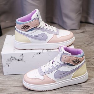 aj女鞋高帮正版乔耐可洛蒂官网空军一号樱花粉色拼色运动休闲鞋女