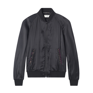 正品现货saint laurent slp 圣罗兰新款颗粒镶嵌黑男拉链夹克外套