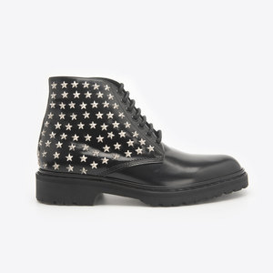 现货saint laurent/圣罗兰slp新品经典五角星缀饰黑色男士短靴