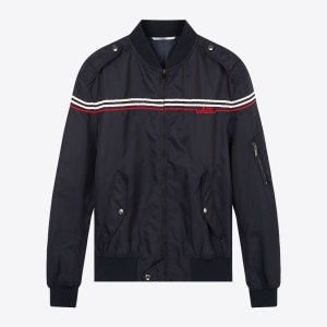 现货valentino华伦天奴秋冬新品条纹串珠夹棉男休闲立领夹克外套