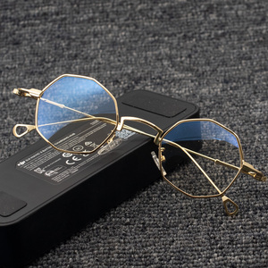 不规则八边形眼镜框设计师款个性金属全框金丝边近视镜架男士女生