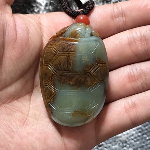 和田玉新疆籽料细腻油润 沁皮青玉龙龟挂件把件腰件