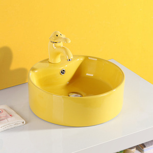 木兰家幼儿园洗手盆儿童彩色洗手池台卫生间台上盆陶瓷卡通洗脸盆