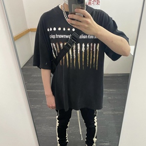 vintage九寸钉短袖vtg水洗做旧高街宽松travis scott同款t恤fog潮