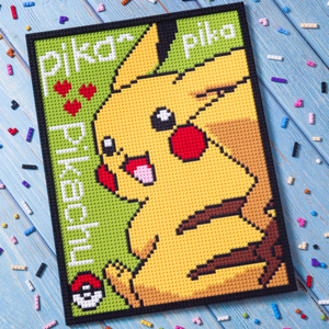 皮卡丘积木墙装饰画哆啦a梦diy像素画拼图玩具男女孩生日圣诞礼物