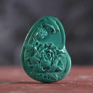 原矿绿松石月季花吊坠项坠高瓷绿108串挂坠diy配饰雕刻件