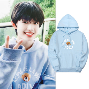 tf家族张极朱志鑫同款潮牌小熊印花卫衣女秋冬加绒加厚情侣上衣男