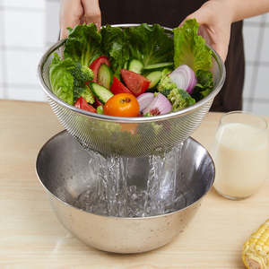 不锈钢漏网盆套装篮子网篮菜漏洗米篮洗菜盆沥水篮圆形厨房家用