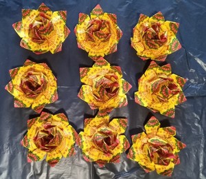 烧纸黄纸【小莲花成品一份9朵】莲花折纸纸制品