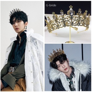 范丞丞同款黑色皇冠王子国王男士王冠舞台走秀头饰品男女生日通用