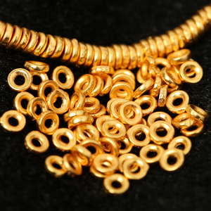 古法金925纯银镀金垫片扁片隔圈diy手链项链隔片银饰实心金色配件