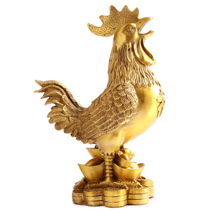玄众阁 铜公鸡摆件吉祥物金属鸡形饰品金鸡报晓铜鸡报喜生肖属鸡