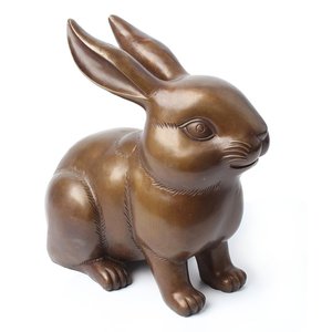 玄众阁 铜兔子摆件金兔饰品玉兔金属大兔子工艺品金钱兔形生肖兔