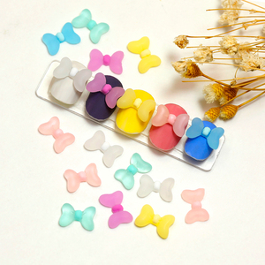 日系少女磨砂蝴蝶结美甲饰品立体q萌半透明糖果色领结指甲贴装饰