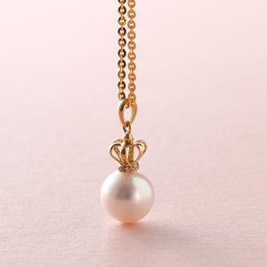 董先生珠宝18k金镶嵌钻石款日本akoya天然海水珍珠吊坠项链单颗女