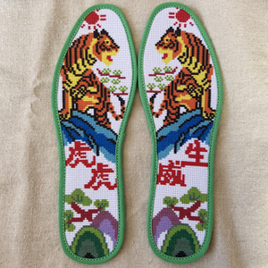 十二生肖十字绣鞋垫自己绣半成品男女纯手工纯棉布鞋垫带线带针