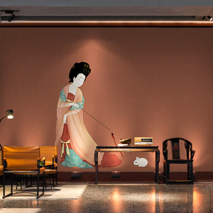 古风汉服仕女图壁纸新中式摄影拍照墙纸复古唐代宋代壁画背景墙布