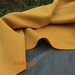 土黄色/姜黄色 实心空气层布料 服装设计 针织弹力薄款太空棉面料