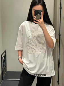 loewe/罗意威 24春夏季新款错位字母logo刺绣宽松圆领短袖男t恤女
