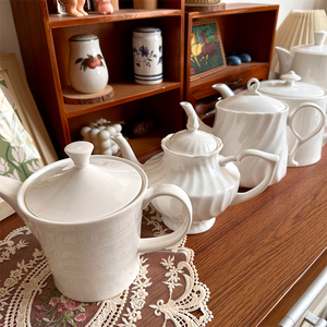 唐山骨瓷英式咖啡壶简约下午茶壶手冲壶陶瓷家用速溶咖啡冲泡壶