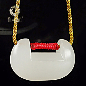 新疆和田玉羊脂白玉同心锁挂件玉佩 天然玉石羊脂玉级同心锁吊坠