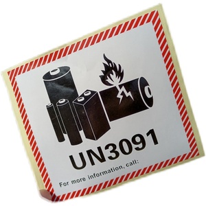 新版锂金属电池标航空警示标签 防火易碎空运封箱贴纸UN3481/3090