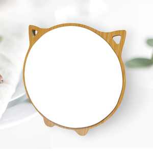 可爱卡通木质化妆镜北欧简约高清镜面萌宠梳妆桌面镜学生大小号