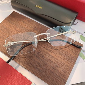 新款cartier卡地亚眼镜框猎豹系列方形无框光学近视眼镜架ct0281o