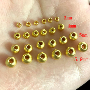 3d硬金足金999黄金小金珠4mm24k哑光磨砂珠子古法diy手链金珠送礼