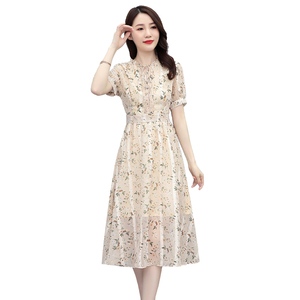 木都车名牌熙然商场同款思慕缇女装2022夏款气质上档次修身连衣裙