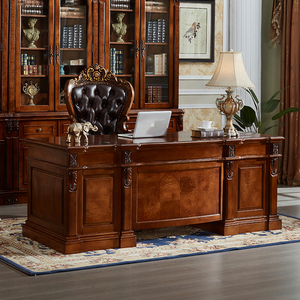 格澜帝尔美式实木书桌电脑桌总裁大班台欧式老板桌书画桌办公桌椅