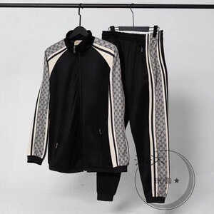 沐沐环球购gucci/古驰22新款侧边条纹拼接字母logo男女款休闲套装