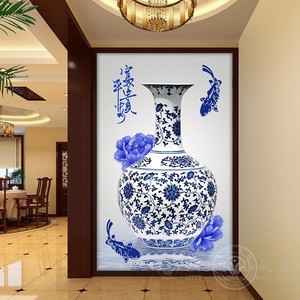 青花瓷花瓶中国风钻石画客厅满钻平安富贵竖版玄关点贴钻石十字绣