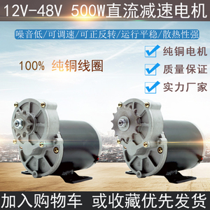 永磁直流减速电机12V500W200转改装播种施肥电机肥箱电机大功率