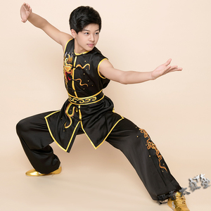 颐和迎春 绣龙无袖南拳武术服表演服 长拳套路比赛服装绣龙练功服
