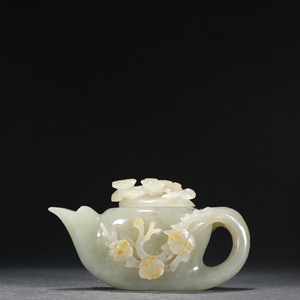 古玩玉器古董玉石和田玉壶摆件旧藏和田玉籽料梅花纹壶茶壶茶具